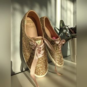 Kate Spade Keds Rose Gold Glitter Shoes